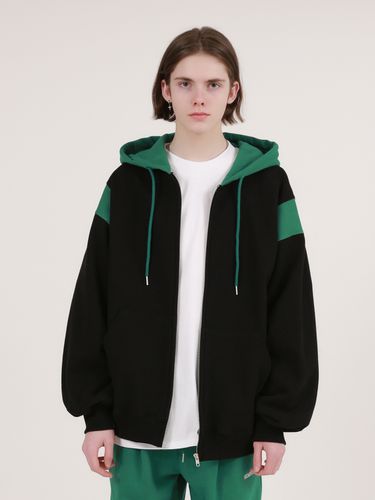 Varsity Color Block Zip Up Hoodie - MOMENTISM - Modalova