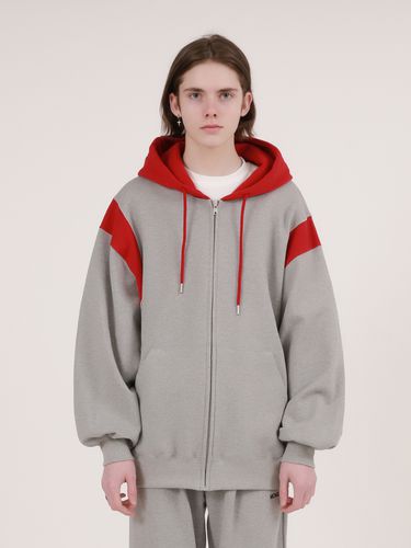 Varsity Color Block Zip Up Hoodie - MOMENTISM - Modalova