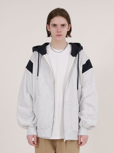 Varsity Color Block Zip Up Hoodie - MOMENTISM - Modalova