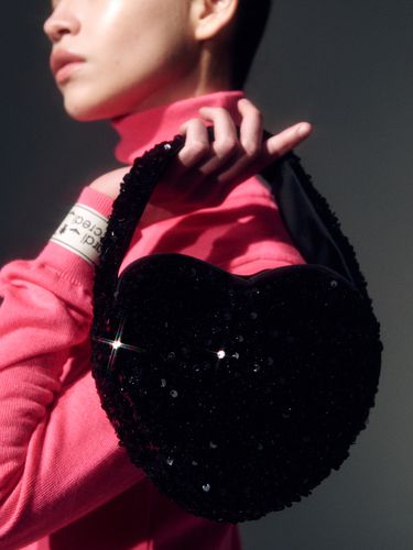 Mini Heart Spangle Tote Bag_Black - MARDI MERCREDI - Modalova