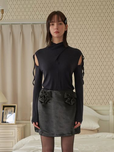 Ribbon Silk Skirt_Black - HHIPS - Modalova