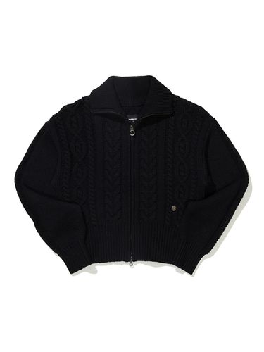 Cable High Gauge Zip Up Knit Cardigan - MARKM - Modalova