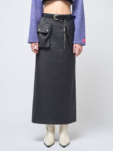 Cargo Pocket Long Skirt_Charcoal - 320SHOWROOM - Modalova