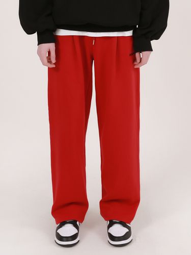 Single Pleated Wide Leg Sweatpants - MOMENTISM - Modalova