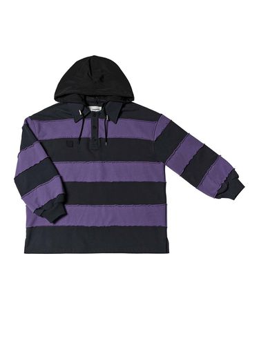 Stripe Frayed Hoodie (Purple) - Lesugiatelier - Modalova