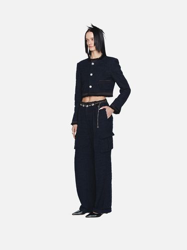 Wide Leg Tweed Trousers (Navy) - Lesugiatelier - Modalova