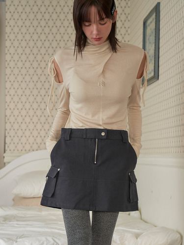 Zipper Cargo Skirt_Navy - HHIPS - Modalova