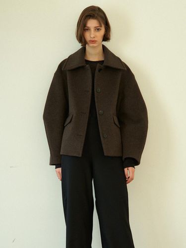 Balloon Half Coat Dark Brown - LARGO - Modalova