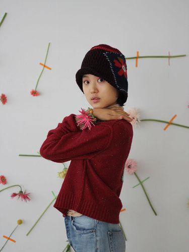 Flowering Bucket Hat Burgundy - MISU A BARBE - Modalova