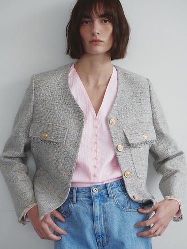 Tweed Cropped Jacket - LOEUVRE - Modalova