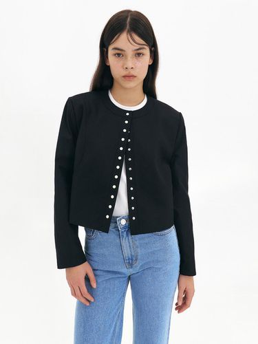 Snap Button Crop Jacket (Black) - MAISONMARAIS - Modalova