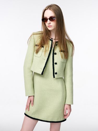 Trimmed Tweed Jacket - Light Green - ETMON - Modalova