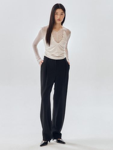 Drama Signature] Pleated Straight Trousers_2color - FRONTROW - Modalova