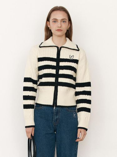 Two Way Stripe Zip Up Knit - ROLAROLA - Modalova