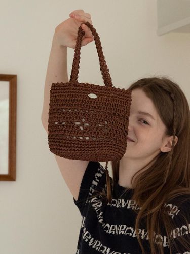 Lily Raffia Mini Tote Bag_ Brown - Slowslowly - Modalova