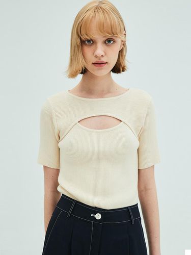 Cut Out Short Sleeve Slim Knit Top - OPENING SUNSHINE - Modalova