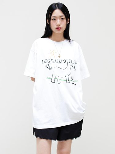 Dog Walking Club Over Fit T-Shirt_White - oneninenineone - Modalova