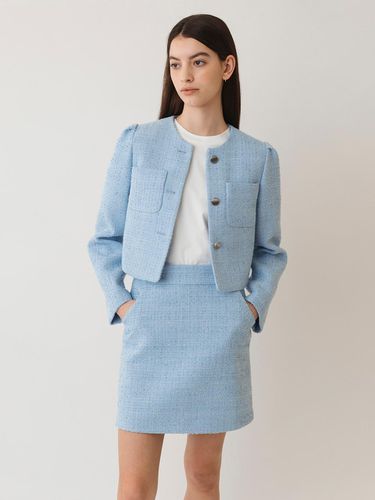 Tweed A-line Mini Skirt [Blue] - AMONG - Modalova