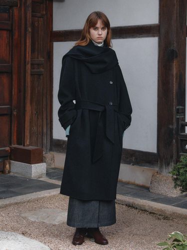 MANIERE Cashmere Blend Handmade Coat with Muffler - MUSEE - Modalova