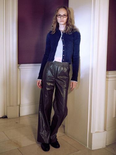 Faux Leather Wide Pants - LOEUVRE - Modalova