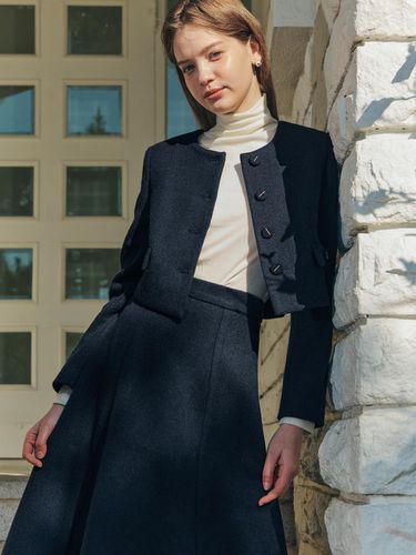 Solid Tweed Jacket + Skirt_2colors - ZEROSTREET - Modalova