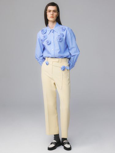 Crape Boots Cut Slacks - MOONSUN - Modalova