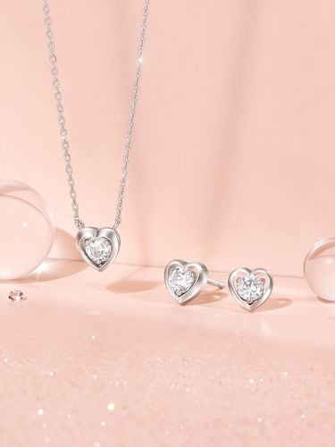 Whitemond Heart Frame Necklace + Earrings Set - J.ESTINA - Modalova