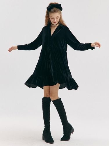 Tiered Velvet Dress / Black - ZEROSTREET - Modalova