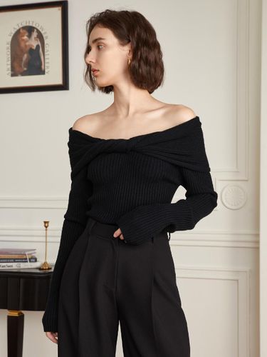 YY_Twist off-shoulder wool black top - yyiam - Modalova