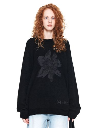 Flower Jacquard Knit Pullover_Black - Matin Kim - Modalova