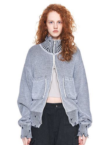 Color Ribbed High-Neck Zip-Up_Light Grey - Matin Kim - Modalova