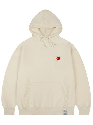 Flower Heart Half Smile Embroidery Hoodie - GRAVER - Modalova