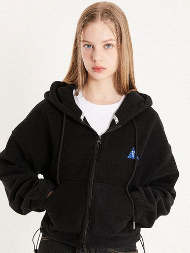 P Crop Fleece Hoodie Zip-up_Black - 25PERCENTAGE - Modalova