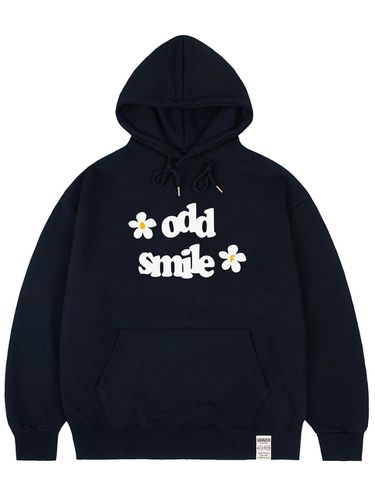 Oddsmile Logo Flower Hoodie - Navy - GRAVER - Modalova