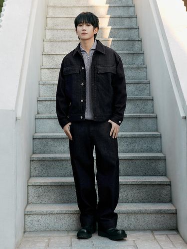 Wide Raw Denim Pants_Indigo - MIND BRIDGE MEN - Modalova