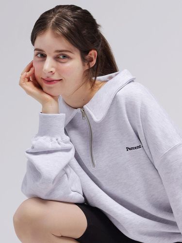 Collar Zip-up Sweatshirt_Melange - 25PERCENTAGE - Modalova