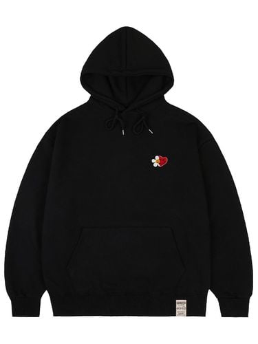 Flower Heart Half Smile Embroidery Hoodie - GRAVER - Modalova