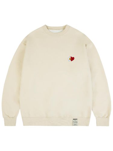 Flower Heart Half Smile Embroidery Sweatshirt - GRAVER - Modalova