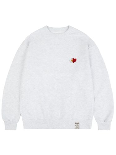 Flower Heart Half Smile Embroidery Sweatshirt - GRAVER - Modalova