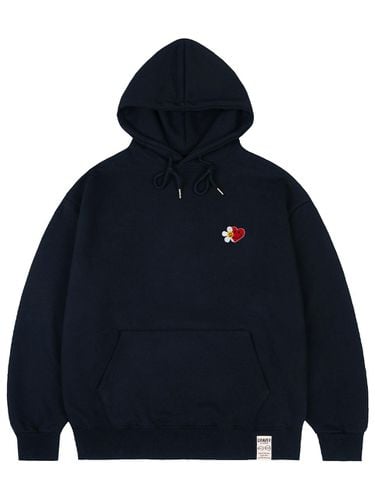 Flower Heart Half Smile Embroidery Hoodie - GRAVER - Modalova