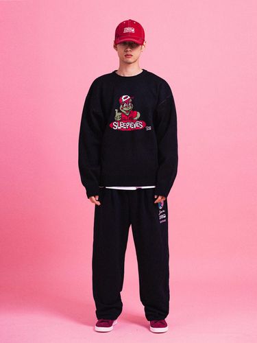 Cartoon Logo Knit Sweater _ Black - SLEEPYEYES - Modalova