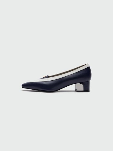 Yinzel Pointed Toe Color Block Pumps Heel_Navy - EENK - Modalova