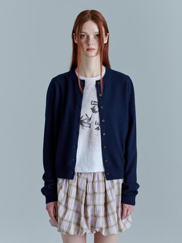 Crew Neck Cardigan (Navy) - MARGESHERWOOD - Modalova