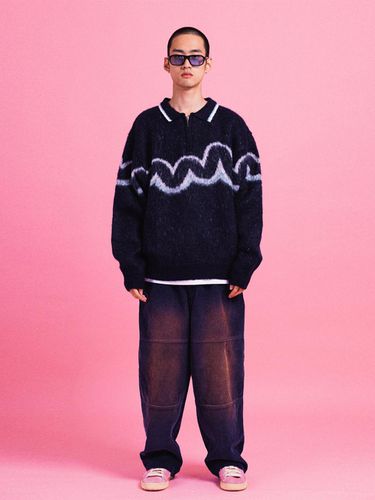 Wave half Zip-up Knit Pullover - SLEEPYEYES - Modalova