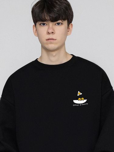 Unisex]Sailboat Smile Sweatshirt_Black - GRAVER - Modalova