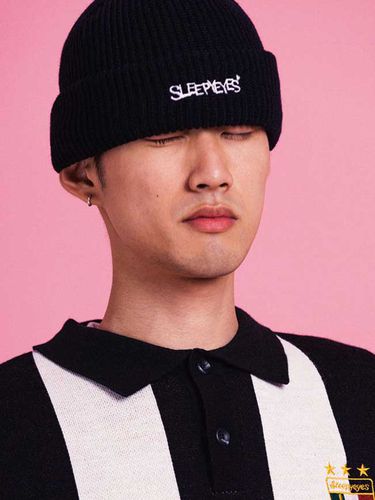 Basic Logo Beanie - Black - SLEEPYEYES - Modalova