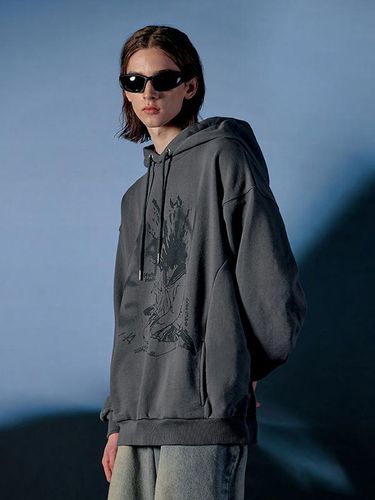 Oversized BANG Graphic Hoodie Light Charcoal - ODD STUDIO - Modalova