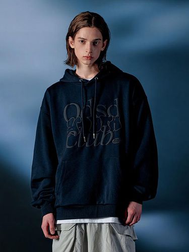 Oversized ODSD Embossed Logo Hoodie Navy - ODD STUDIO - Modalova