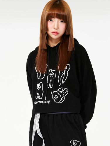 Teeth Cropped Hoodie Black - PIECEMAKER - Modalova