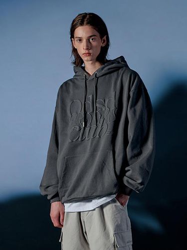 Oversized ODSD Embossed Logo Hoodie Light Charcoal - ODD STUDIO - Modalova